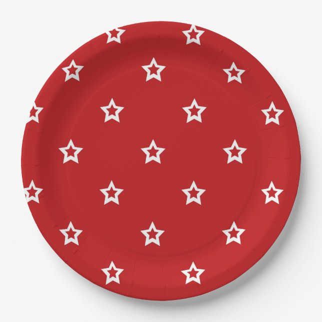 Star Outlines on Red Paper Plate (Front)
