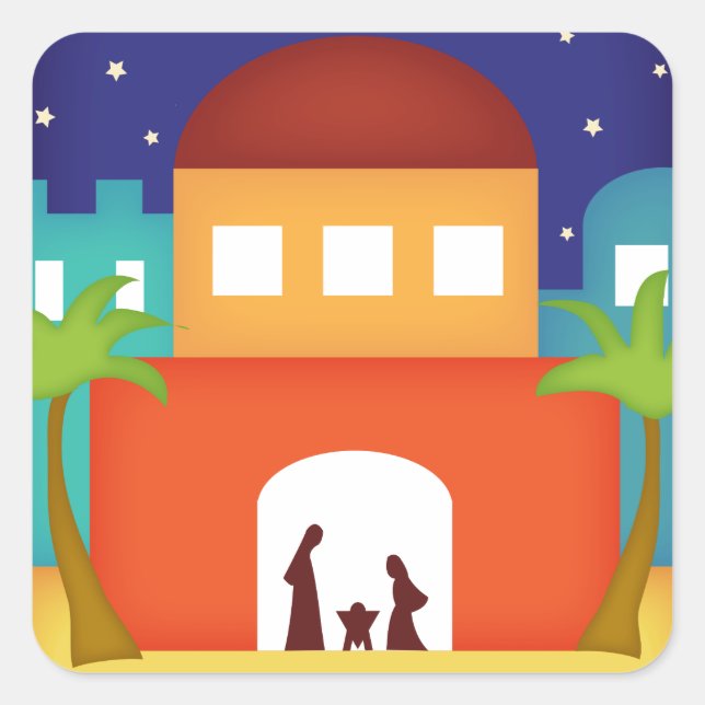 Star over Bethlehem Christmas Nativity Square Sticker (Front)