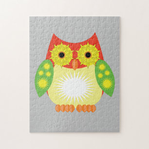 Star Owl - Red Yellow Green Jigsaw Puzzle