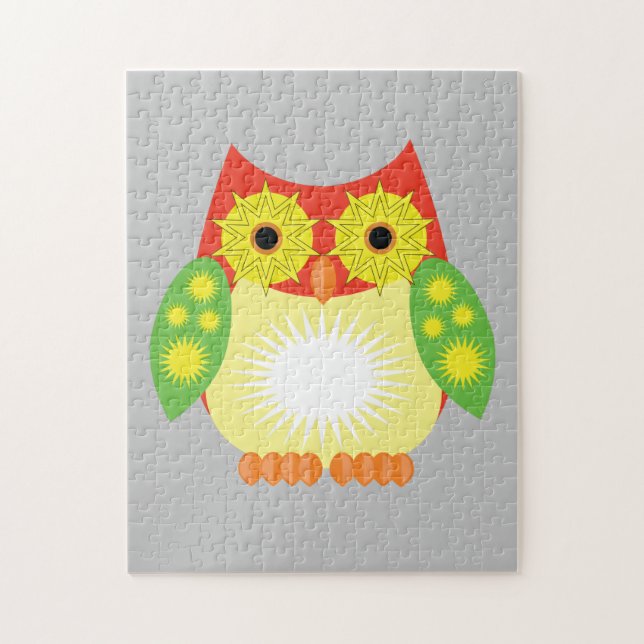 Star Owl - Red Yellow Green Jigsaw Puzzle (Vertical)