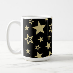 Star Pattern Black and Gold Coffee Mug