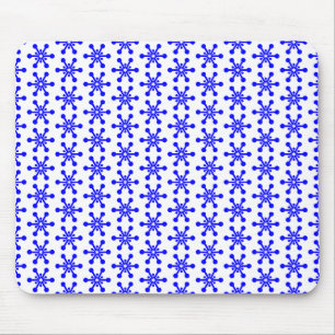 Star Pattern - Blue on White Mouse Pad