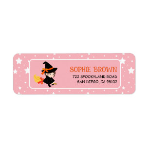 Star Pattern Cute Witch Halloween Return Address Return Address Label