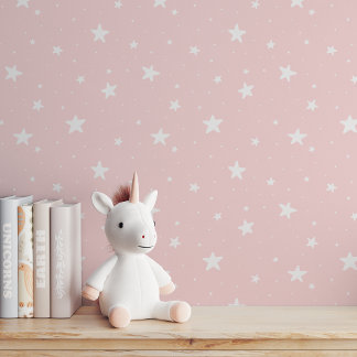Star Pattern Dreamy Boho Girls Room Light Pink Sky Wallpaper