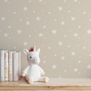 Star Pattern Dreamy Boho Kid Room Warm Neutral Sky Wallpaper