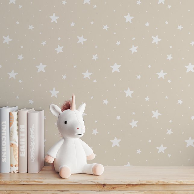 Star Pattern Dreamy Boho Kid Room Warm Neutral Sky Wallpaper (Creator Uploaded)
