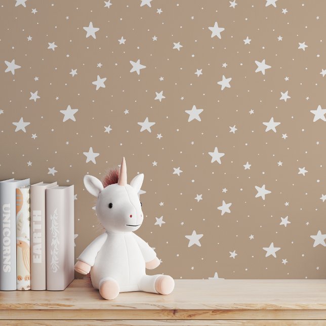 Star Pattern Dreamy Boho Kids Room Tan Brown Sky Wallpaper (Creator Uploaded)