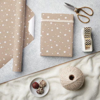 Star Pattern Dreamy Boho Print Kids Pale Tan Sky Wrapping Paper