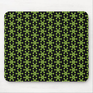 Star Pattern - Green on Black Mouse Pad