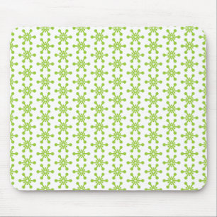 Star Pattern - Green on White Mouse Pad