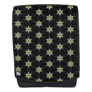 Star Pattern Green Stars on Black Background Backpack
