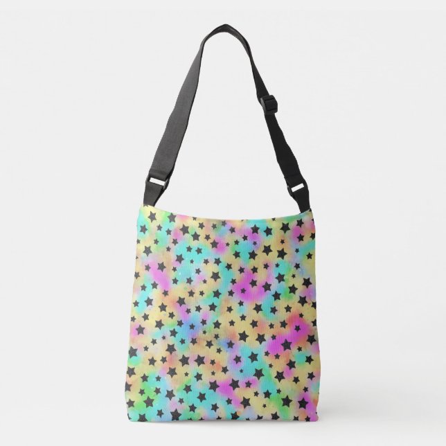 Star Pattern In 80s Colours Crossbody Bag (Front)