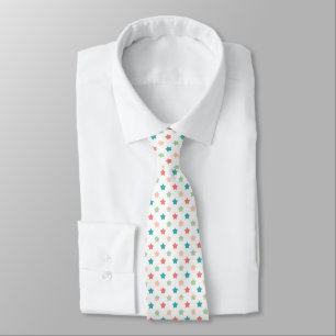 Star Pattern in Red, Teal, and Peach Colour Tie