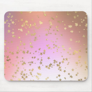 Star pattern peach purple gold gradient mouse pad
