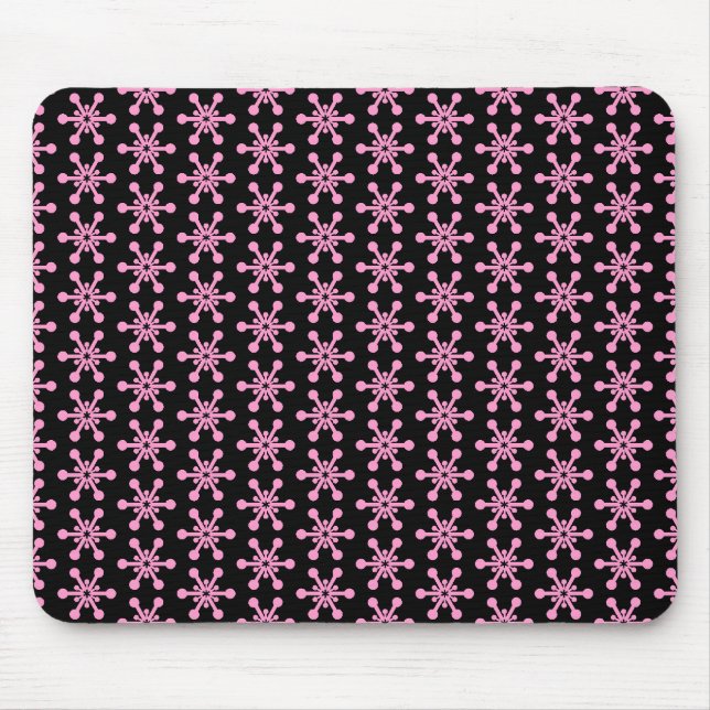 Star Pattern - Pink on Black Mouse Pad (Front)