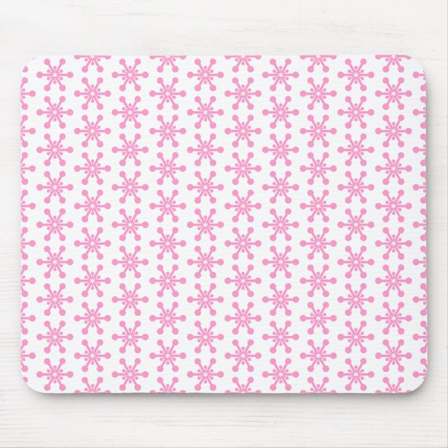 Star Pattern - Pink on White Mouse Pad (Front)