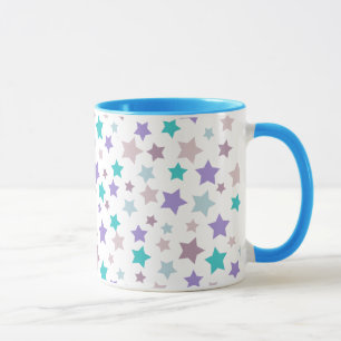 Star Pattern - Purple Pink and Blue on White Mug