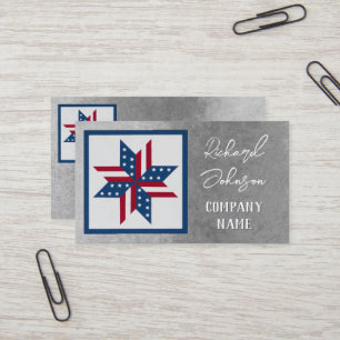  star pattern Stars and Stripes patriotic on grey Business Card