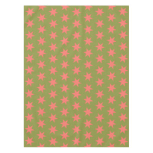 Star Pattern Trending Colours Green Coral Tablecloth