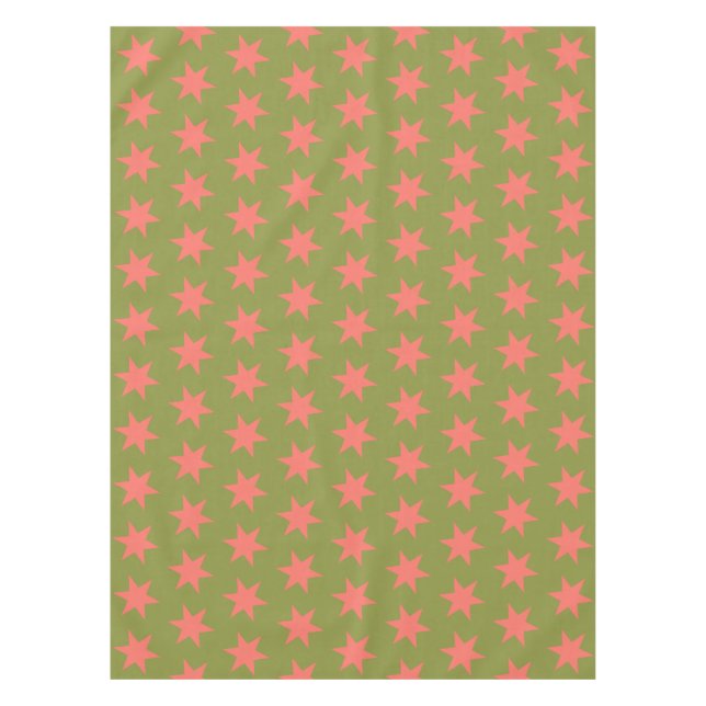 Star Pattern Trending Colours Green Coral Tablecloth (Front)
