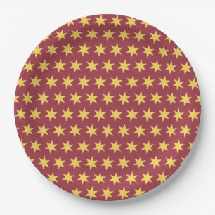 Star Pattern Trending Colours Maroon Gold Paper Plate