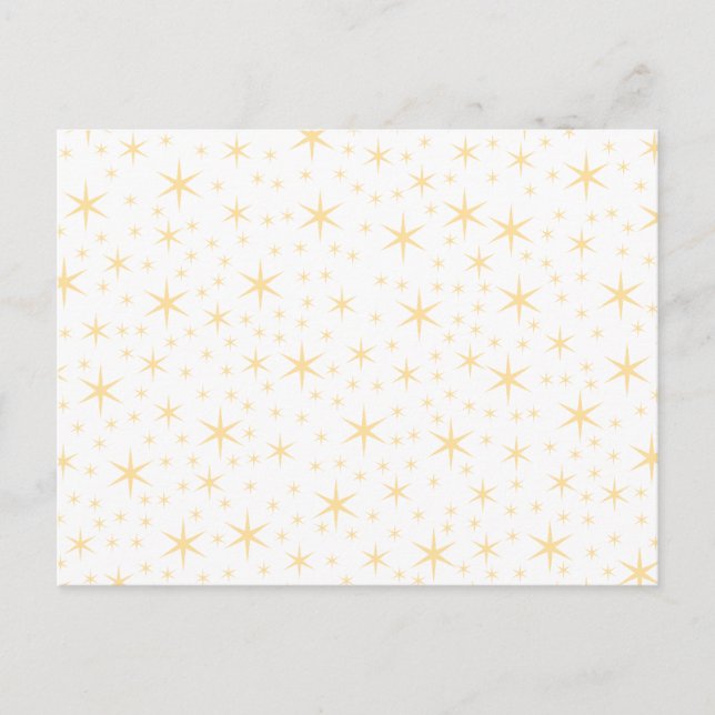 Star Pattern, White and Non-metallic Gold Colour. Postcard (Front)