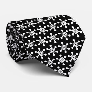 Star Pattern - White on Black Tie