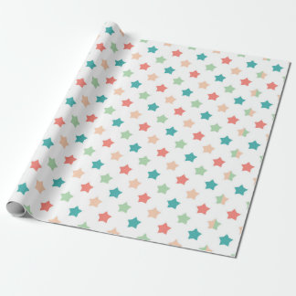 Star Patterns: Red, Green, Blue, and Peach Delight Wrapping Paper