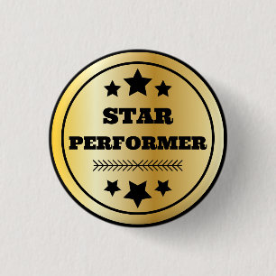 Star Performer Employee Recognition Gold 3 Cm Round Badge