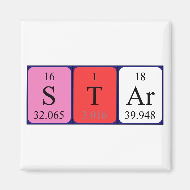 Star periodic table name magnet (Front)