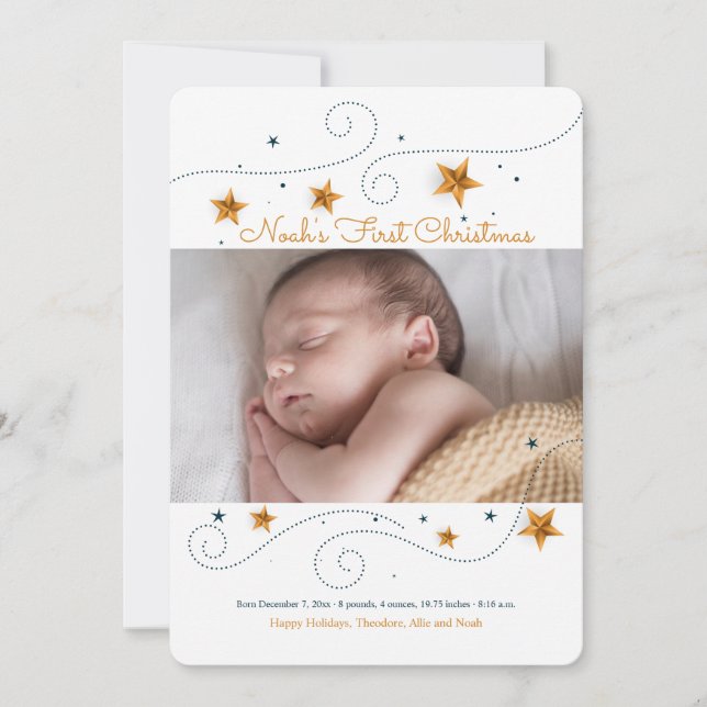 Star Photo Frame Holiday Card (Front)