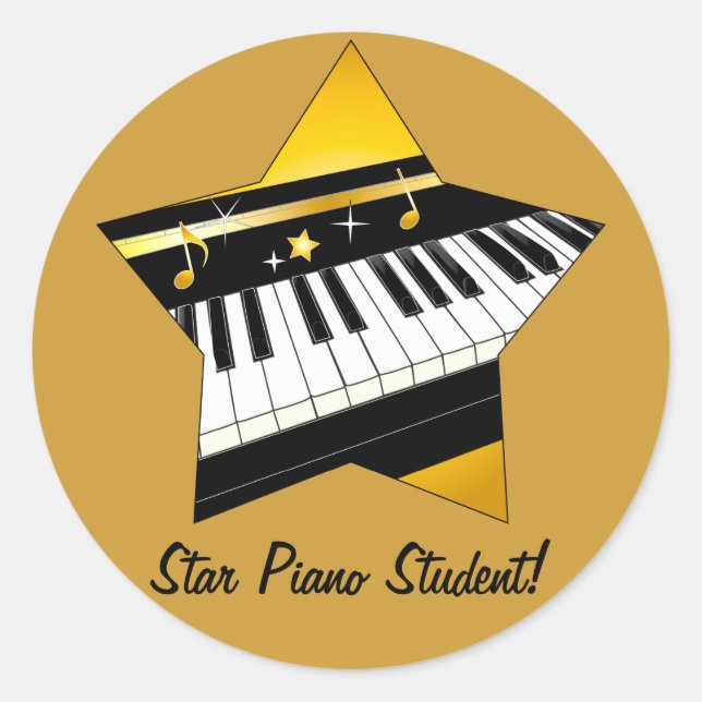 Star Piano Student Classic Round Sticker (Front)