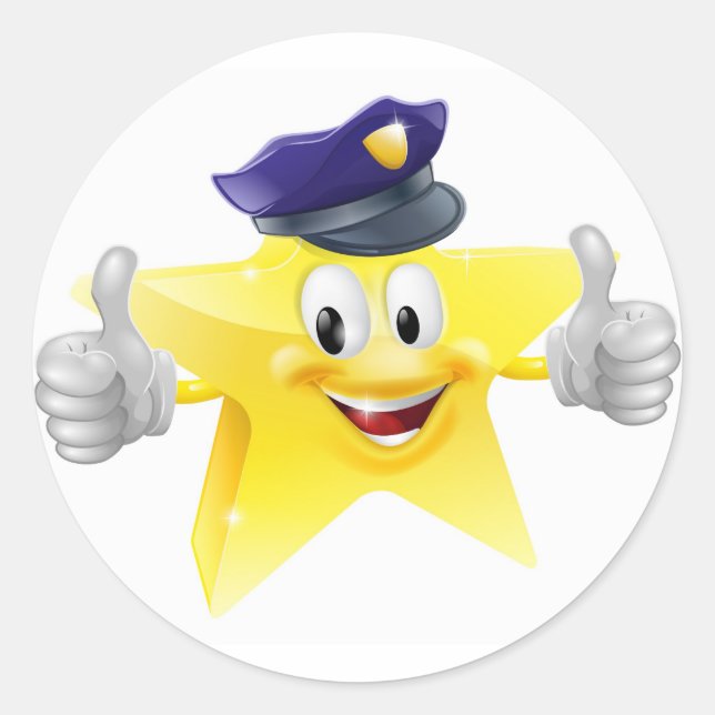 Star policeman cartoon classic round sticker (Front)