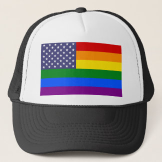 Star Rainbow American Flag Trucker Hat