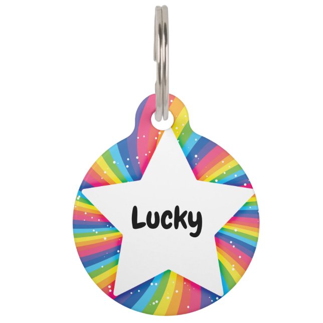Star Rainbow QR Code Pet Tag (Front)