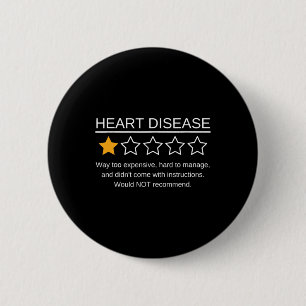Star Rating Heart Attack Funny Heart Disease Aware 6 Cm Round Badge