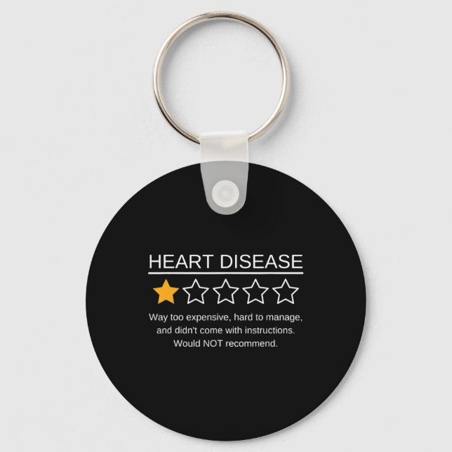 Star Rating Heart Attack Funny Heart Disease Aware Key Ring (Front)