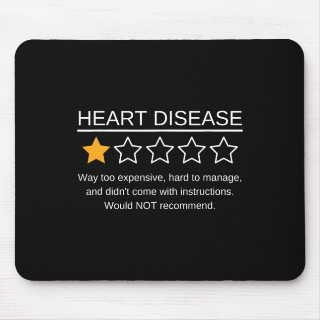 Star Rating Heart Attack Funny Heart Disease Aware Mouse Pad (Front)