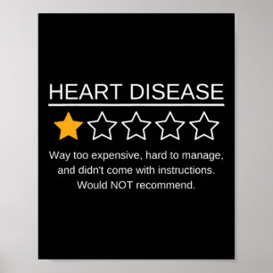 Star Rating Heart Attack Funny Heart Disease Aware Poster
