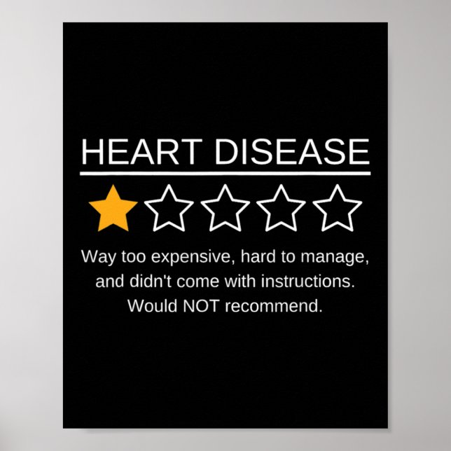 Star Rating Heart Attack Funny Heart Disease Aware Poster (Front)