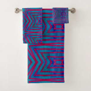 Star Red and Blue Geometric Bath Towel Set