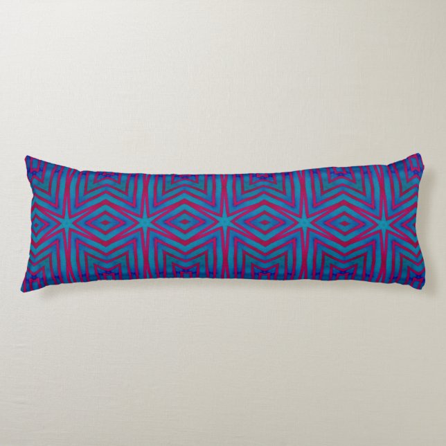 Star Red and Blue Geometric Body Cushion (Front)