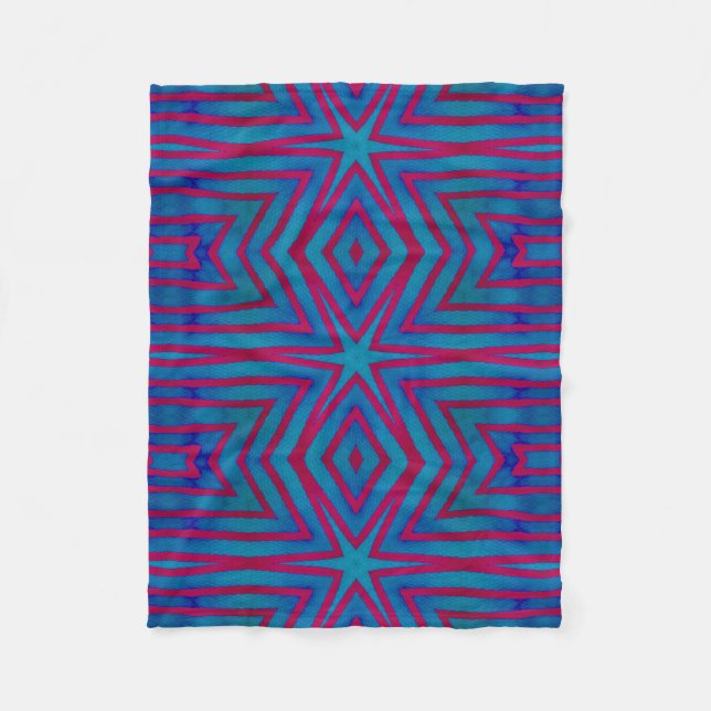 Star Red and Blue Geometric Fleece Blanket (Front)