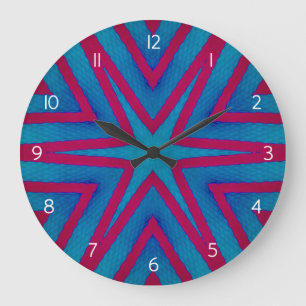 Star Red and Blue Geometric Large Clock