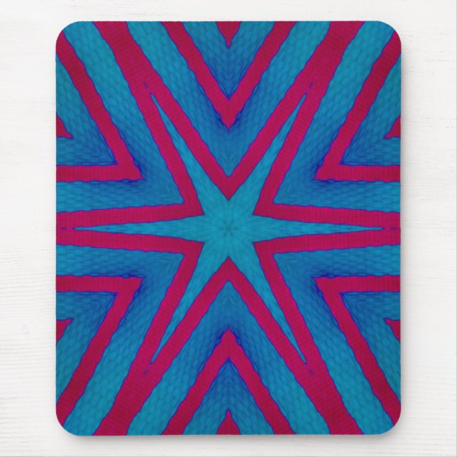 Star Red and Blue Geometric Mouse Pad (Front)