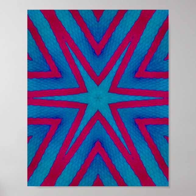 Star Red and Blue Geometric Poster (Front)