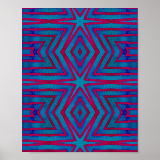 Star Red and Blue Geometric Poster (Front)