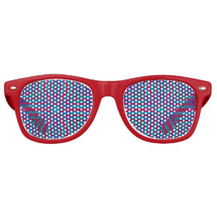 Star Red and Blue Geometric Retro Sunglasses
