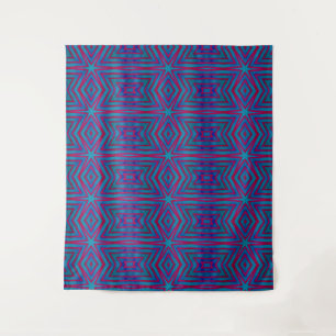 Star Red and Blue Geometric Tapestry