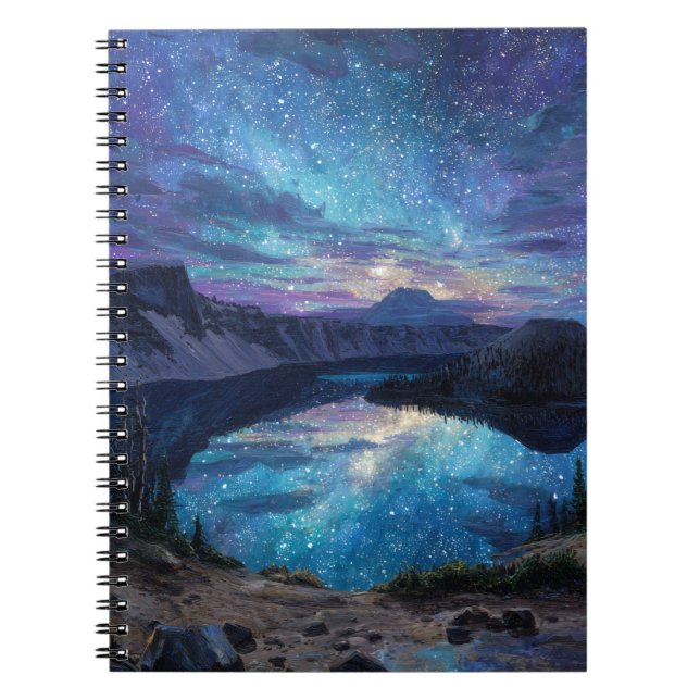 Star Reflections Colorful Lake Night Notebook (Front)